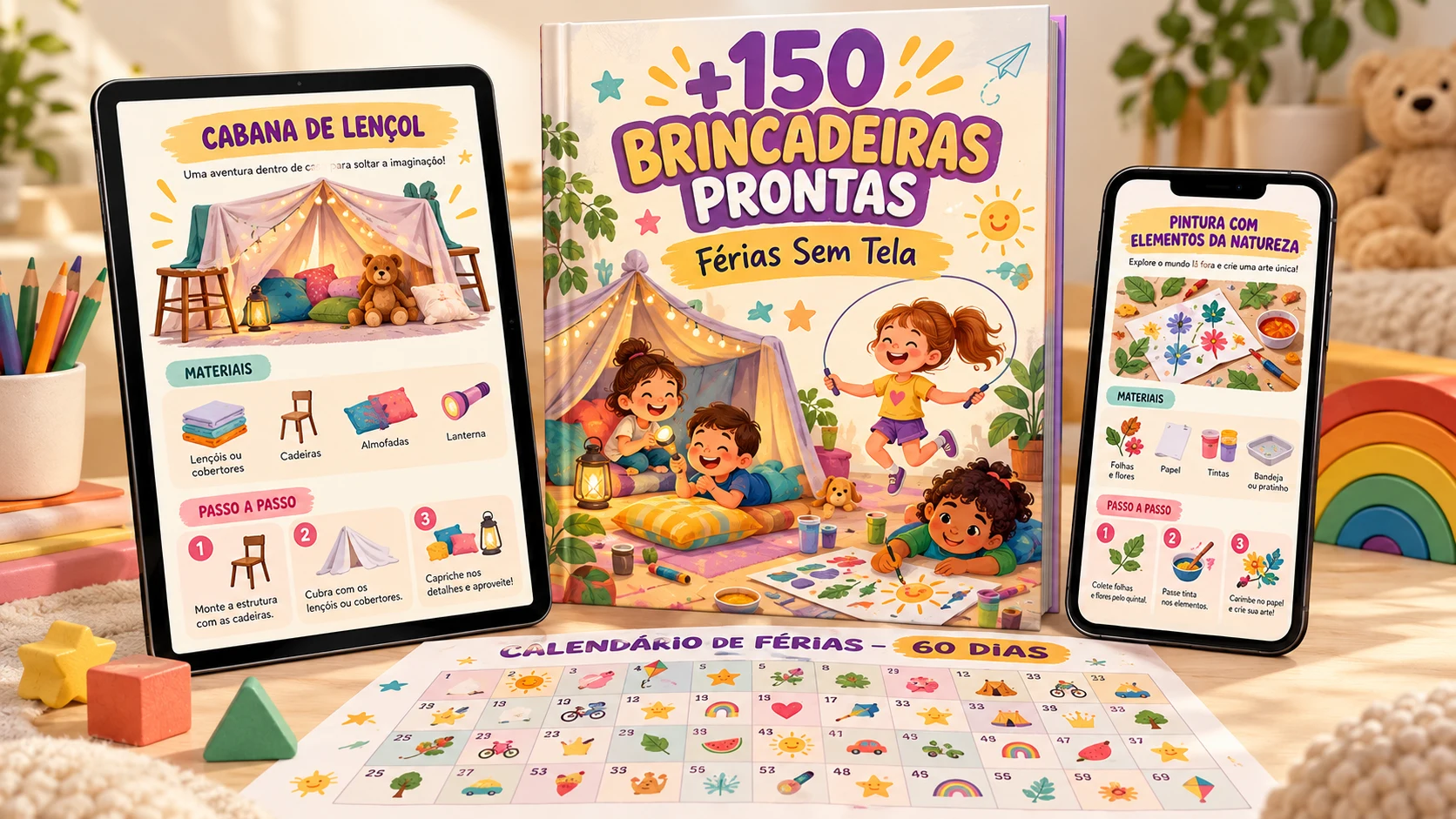 Kit Férias Sem Tela: +150 brincadeiras prontas, calendário de férias e bônus